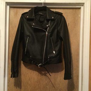 Zara Vegan pebbled leather moto style jacket